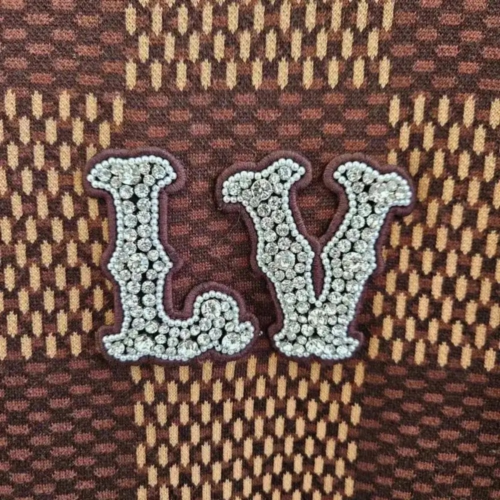 Authentic Louis Vuitton Damier mesh & rhinestone logo top